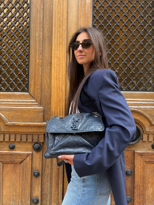 SAINT LAURENT NIKI MEDIUM – CUIR DE VEAU GRIS